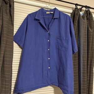 Linen blue top by LLBean